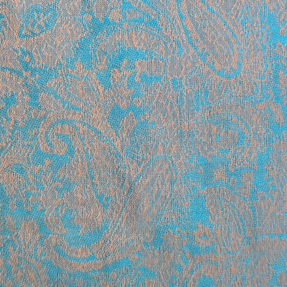 NWOT Indian paisely scarf / wrap / stole turquoise and tan - Picture 2 of 4